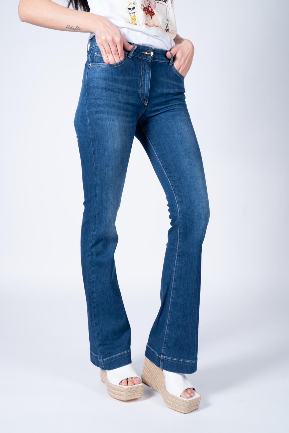 Nenette - Jeans Zampa Denim Scuro Donna - SENTINEL 0473