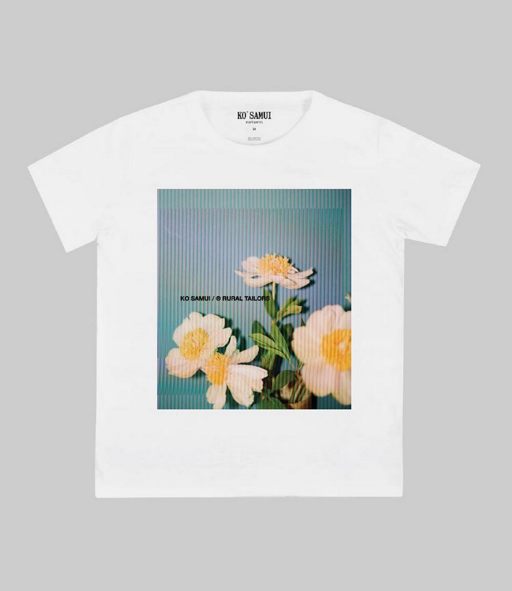 Ko Samui - T-shirt stampa fiori bianco donna - FTAF171 BLUE