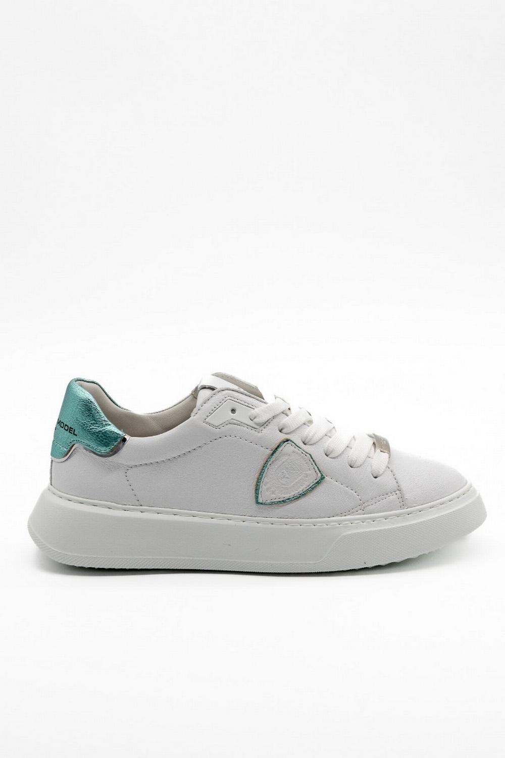 Philippe Model - Sneaker temple doux metal Bianco/Acquamarina - BTLD WM01