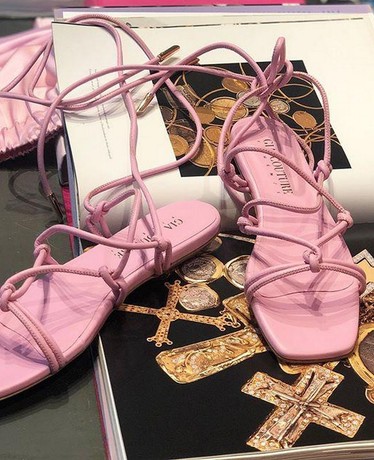 Gia Couture pink lace-up sandals 